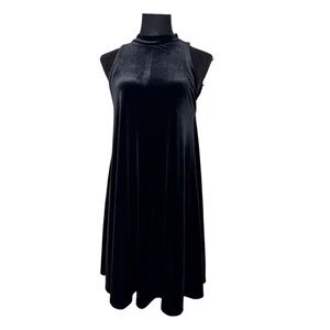 Cynthia Rowley Velvet High Neck Dress Black